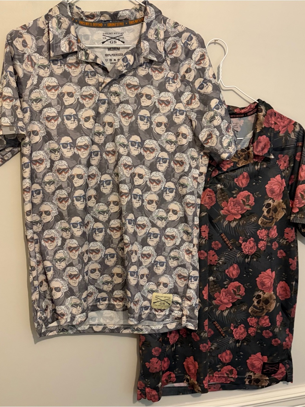 Grunt Style GS 1776 Founding Fathers & Skull Grenade Polo Shirts Sz M Medium